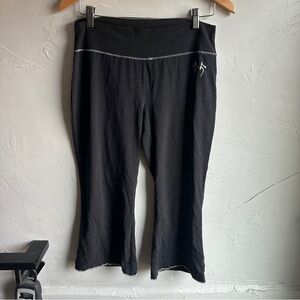 Green Apple Bamboo Yoga Pants Black Flare Cropped Leggings L Cozy Loungewear